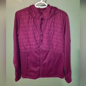 Avia Quilted Athletic Jacket Plum Purple Full Zip Hoodie L 12-14